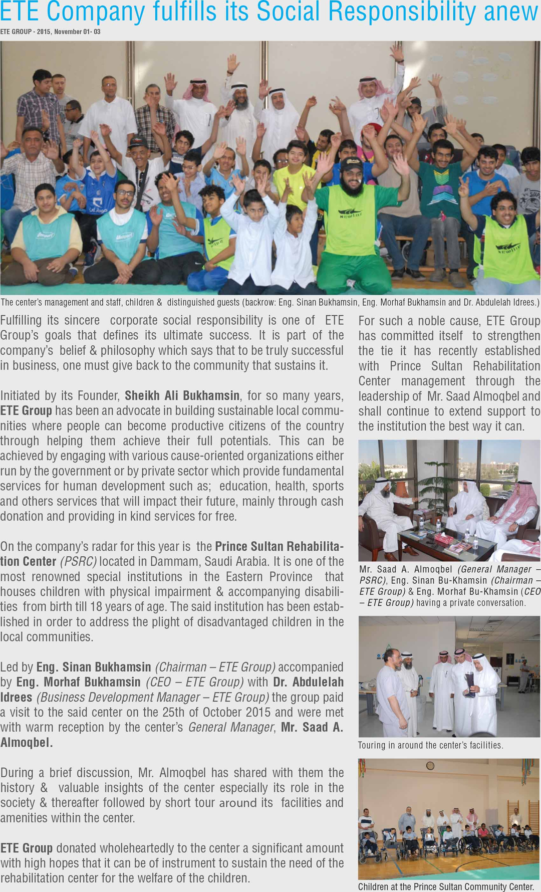 ETE Company fulfills its Social Responsibility anew